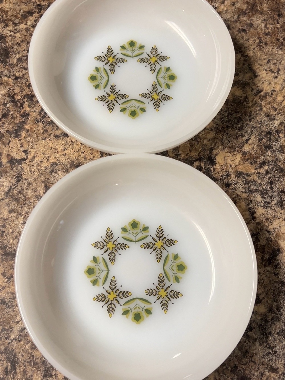 Vintage Anchor Hocking Green Meadow Floral cereal bowls- Set of 2